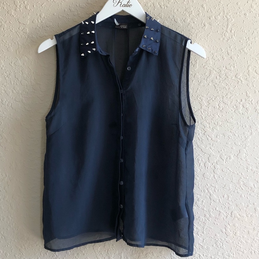 UO Sparkle & Fade Sheer Button Up Tank